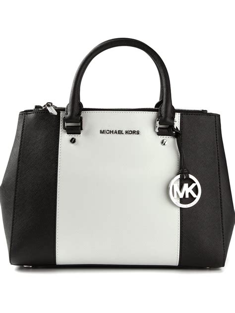 michael kors black and white totes|Michael Kors white shoulder bag.